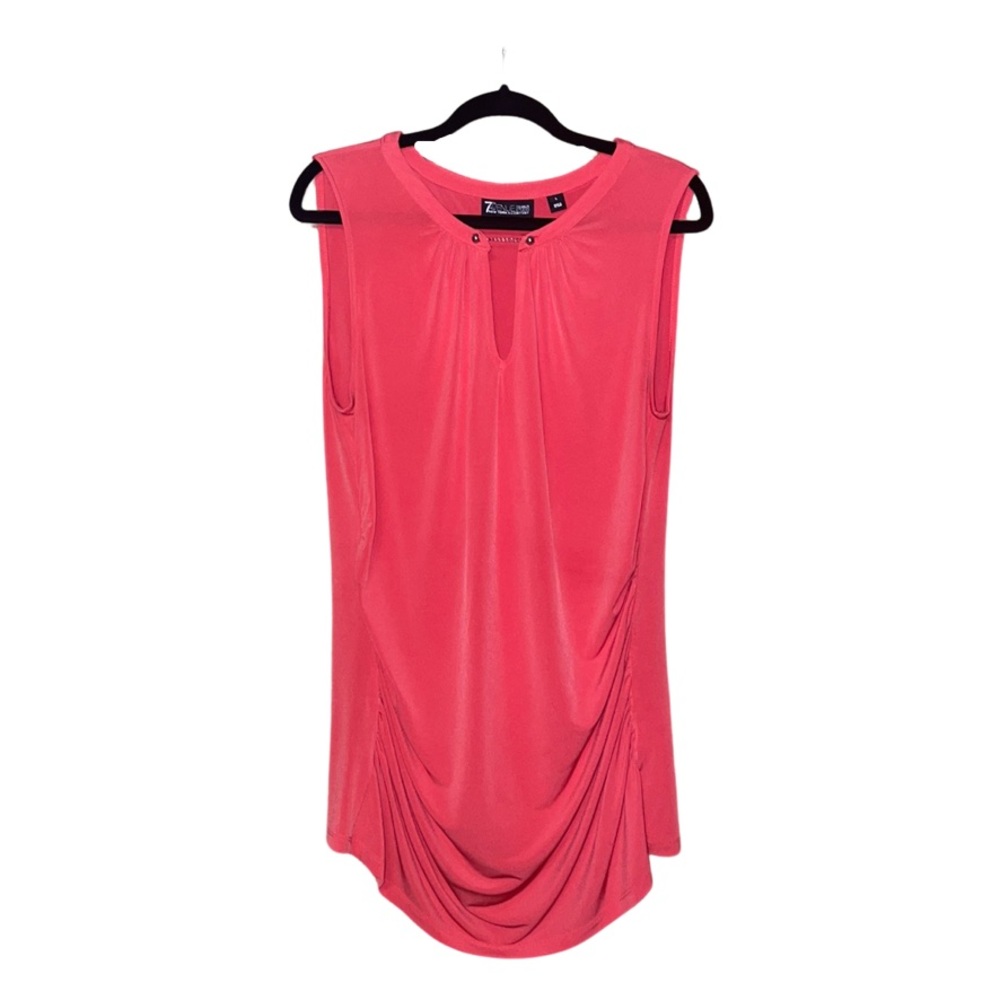 New York & Company Peek A Boo Front Blouse - Coral - Size L